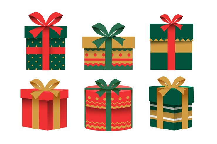Vettore gratuito collezione di regali di natale piatto
