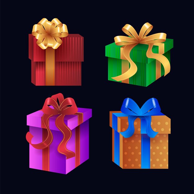 Collezione di regali di Natale realistici