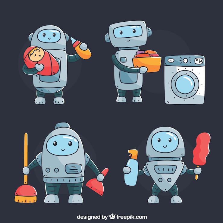 Vettore gratuito collezione di robot piane