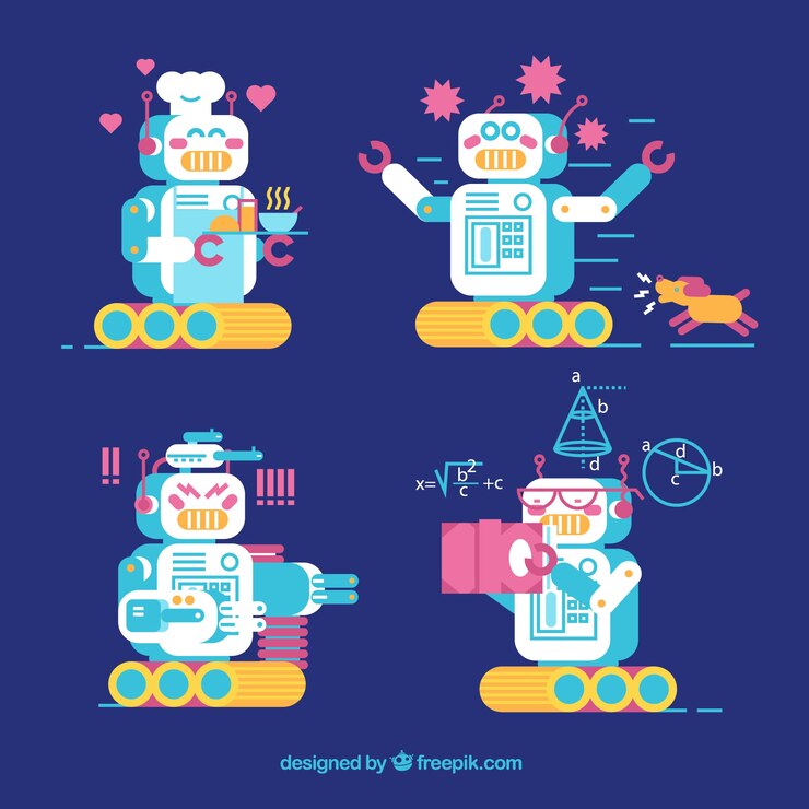 Vettore gratuito collezione di robot piane
