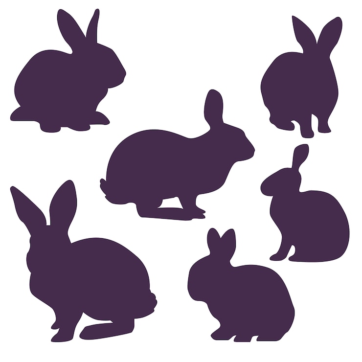 Vettore gratuito collezione di sagome coniglietti per pasqua