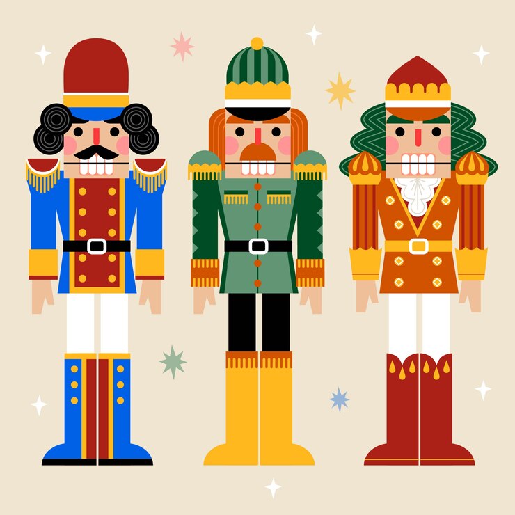 Vettore gratuito collezione di schiaccianoci di natale piatto disegnato a mano