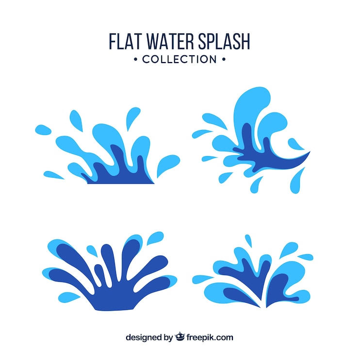 Vettore gratuito collezione di schizzi d'acqua in stile piatto