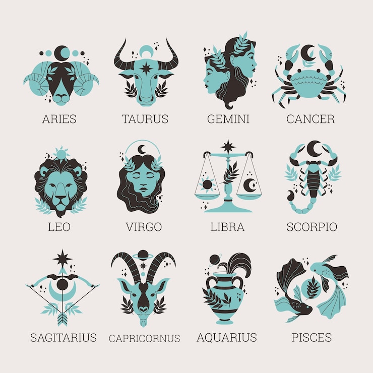 Vettore gratuito collezione di segni zodiacali disegnati a mano