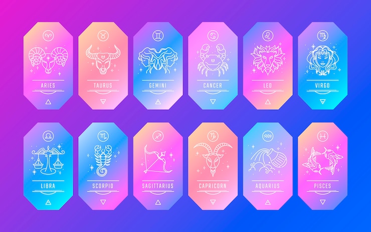 Vettore gratuito collezione di segni zodiacali sfumati