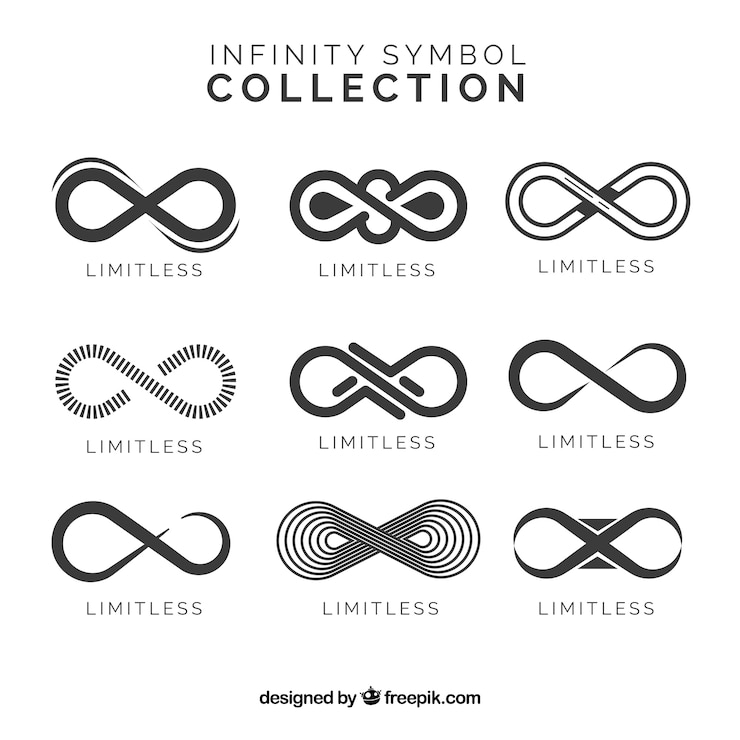 Vettore gratuito collezione di simboli infinito in colore nero