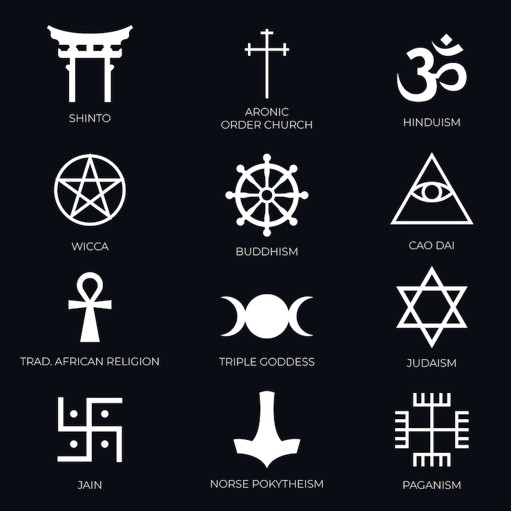 Vettore gratuito collezione di simboli religiosi di design piatto disegnato a mano