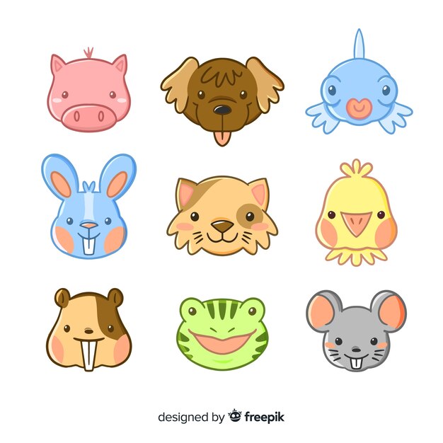 Collezione di simpatici animali design piatto