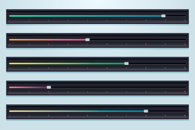 Vettore gratuito collezione di slider dell'interfaccia utente sfumata