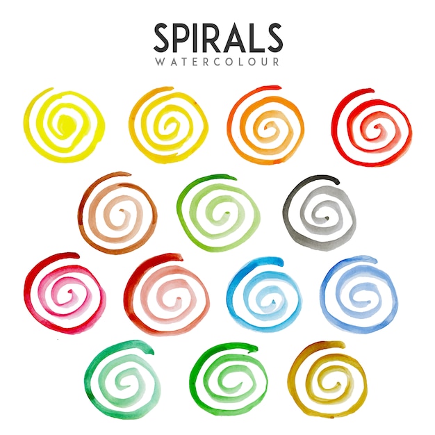 Collezione di spirali di acquerello