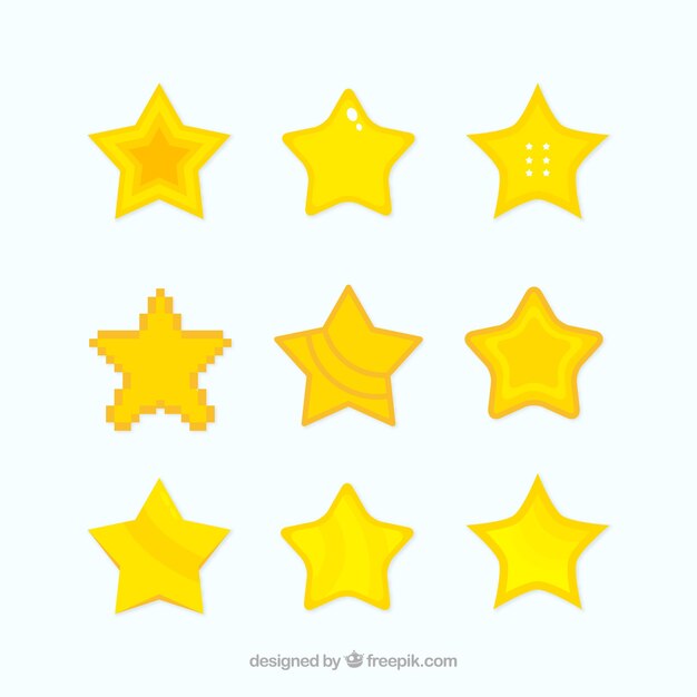 Collezione di stelle piatte per giochi