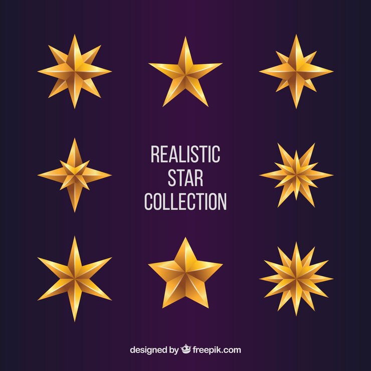 Vettore gratuito collezione di stelle realistiche