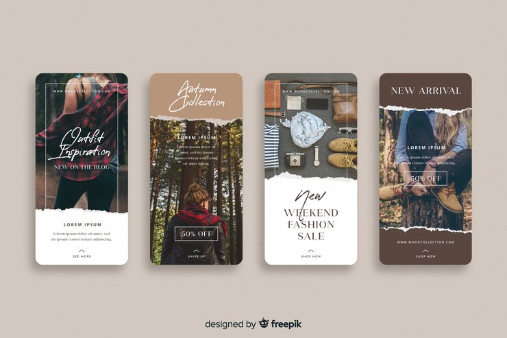 Vettore gratuito collezione di storie di abbigliamento su instagram