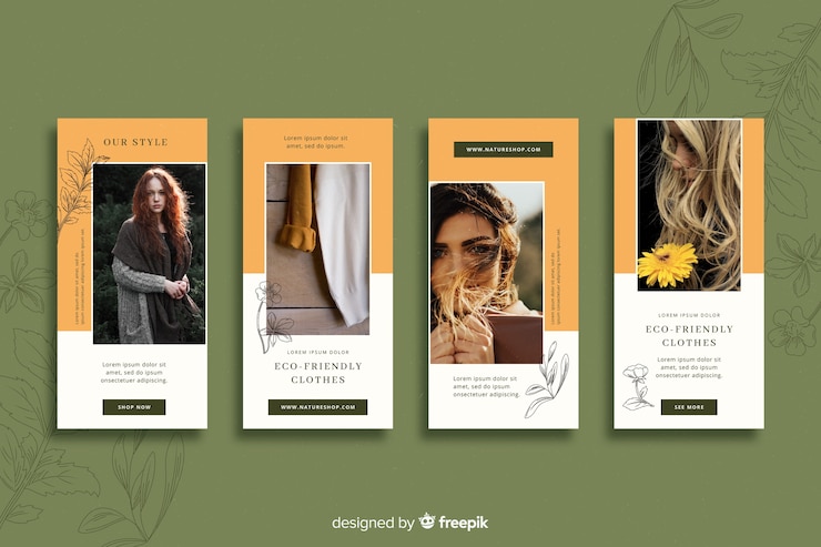 Vettore gratuito collezione di storie di instagram di abbigliamento