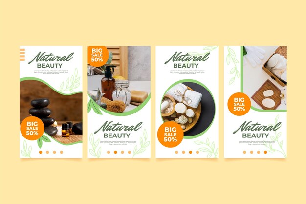 Collezione di storie di instagram di bellezza piatta