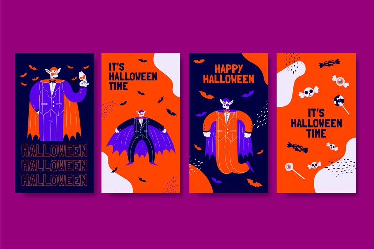 Vettore gratuito collezione di storie di instagram di halloween disegnate a mano
