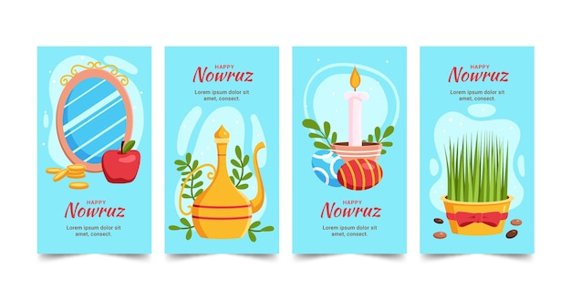 Collezione di storie di instagram di nowruz piatto felice