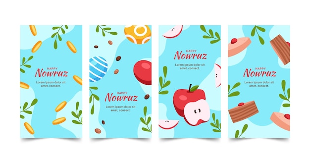 Collezione di storie di instagram di nowruz piatto felice