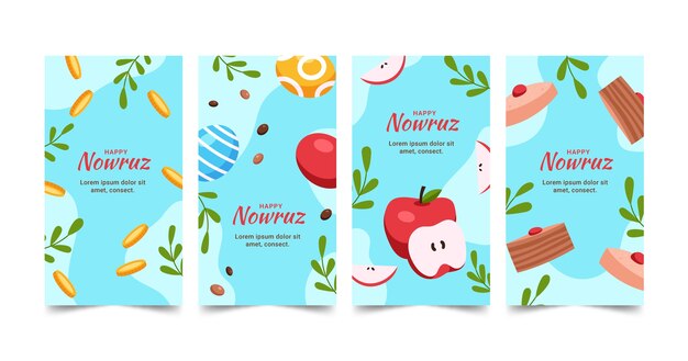 Collezione di storie di instagram di nowruz piatto felice
