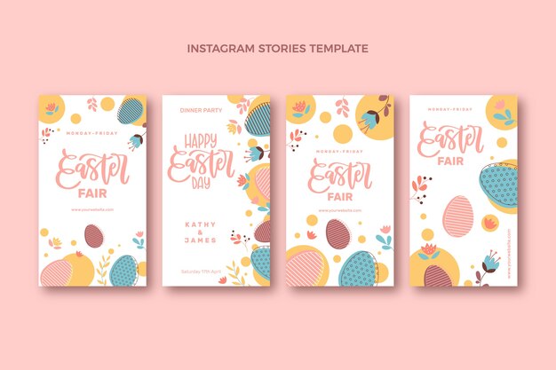 Collezione di storie di instagram di Pasqua piatta
