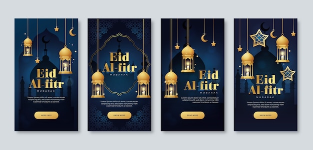 Collezione di storie di instagram eid al-fitr piatta