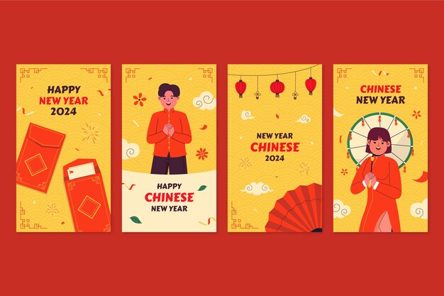 Collezione di storie di Instagram per il Capodanno cinese
