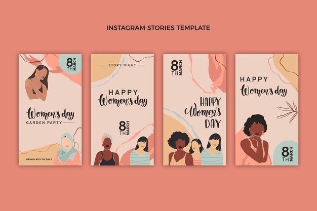 Collezione di storie di instagram per la giornata internazionale della donna piatta