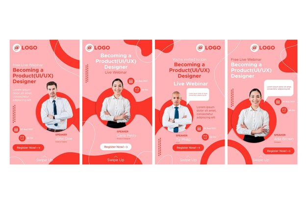 Collezione di storie instagram design piatto