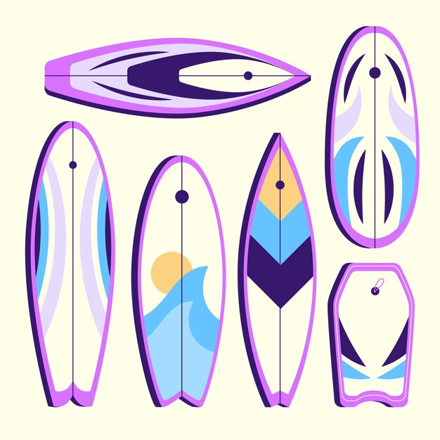 Collezione di sup sup dal design piatto disegnato a mano