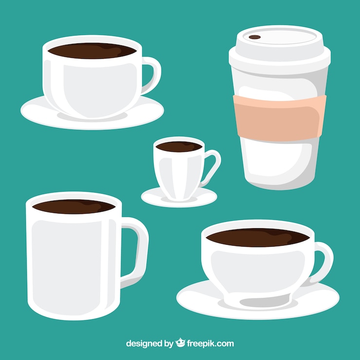 Vettore gratuito collezione di tazze di caffè in stile piatto