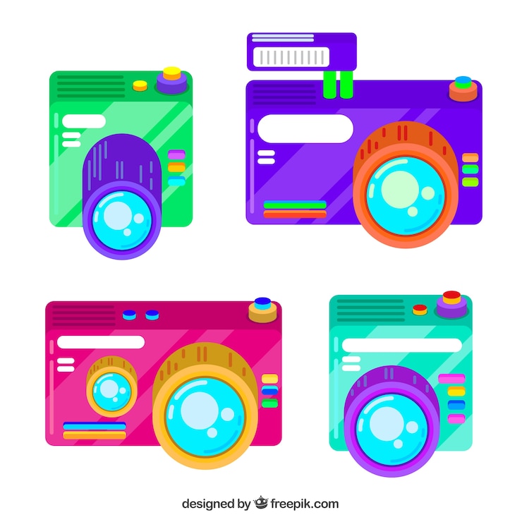 Vettore gratuito collezione di telecamere colorate