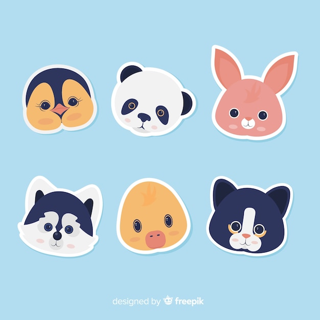 Collezione di teste di animali carini