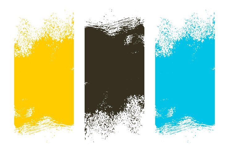 Vettore gratuito collezione di tre sfondo di consistenza di macchie grungy con effetto di pennello