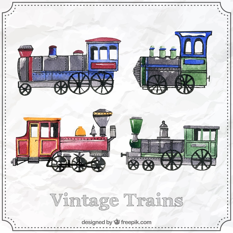 Vettore gratuito collezione di treni vintage