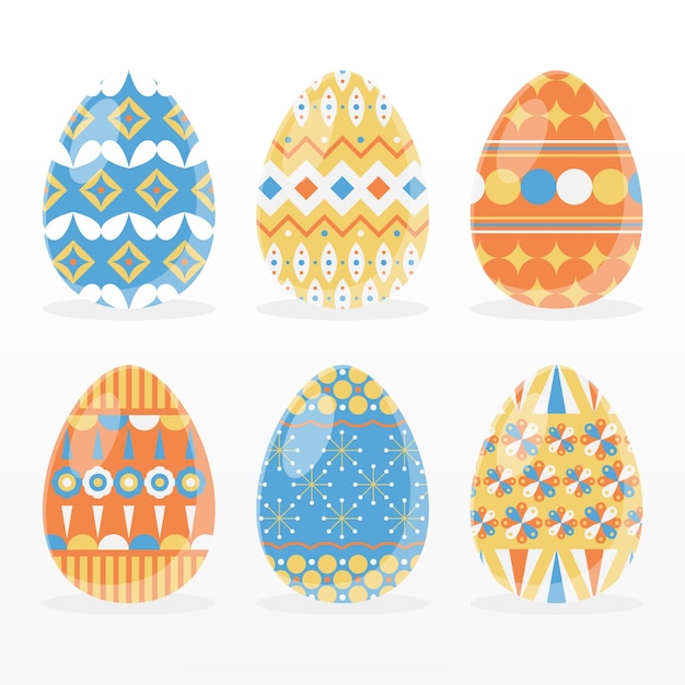 Collezione di uova di design piatto giorno di Pasqua