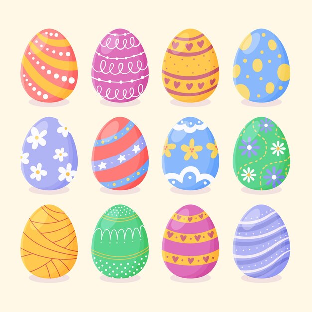 Collezione di uova di Pasqua disegnate a mano