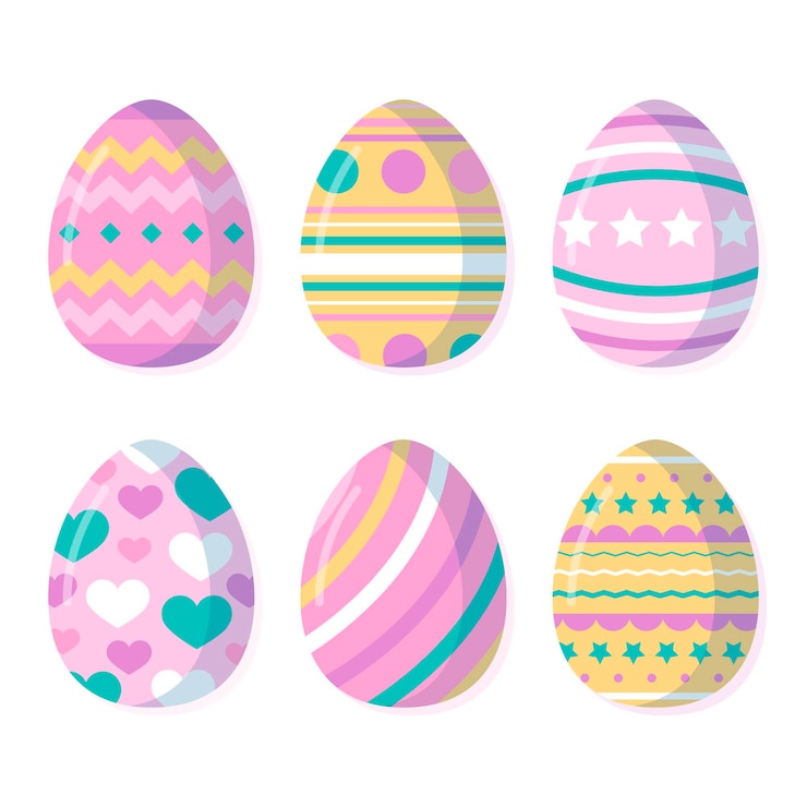 Vettore gratuito collezione di uova di pasqua piatte