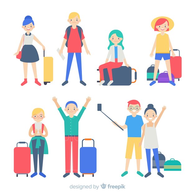 Collezione di viaggiatori disegnati a mano