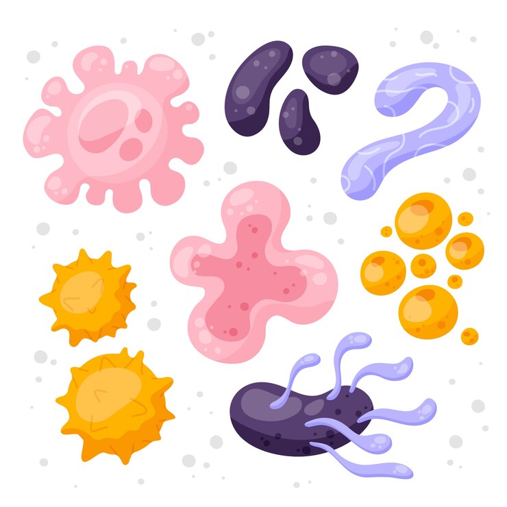 Vettore gratuito collezione di virus in design piatto