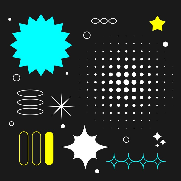 Vettore gratuito collezione di y2k memphis element sign design