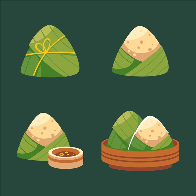 Collezione di zongzi di flat dragon boat