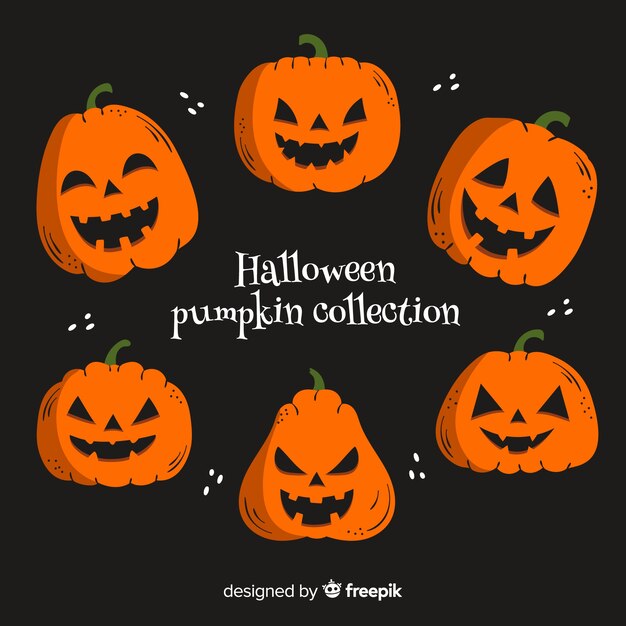 Collezione di zucca di halloween disegnata a mano bella