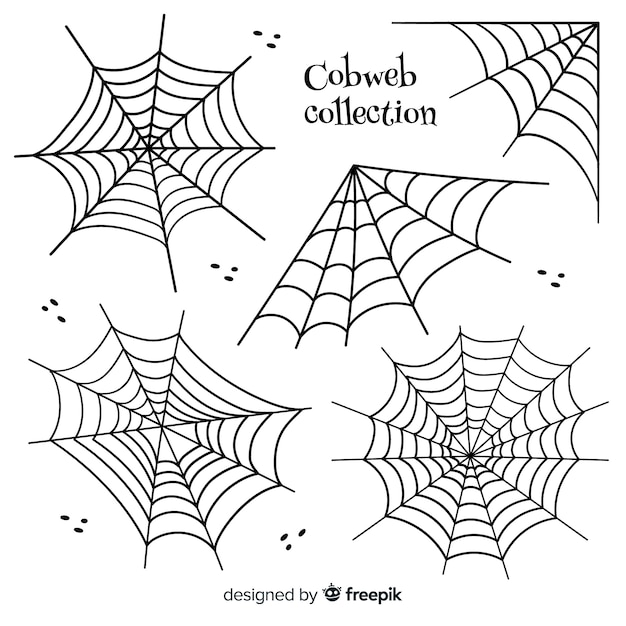 Collezione disegnata a mano di ragnatele di Halloween