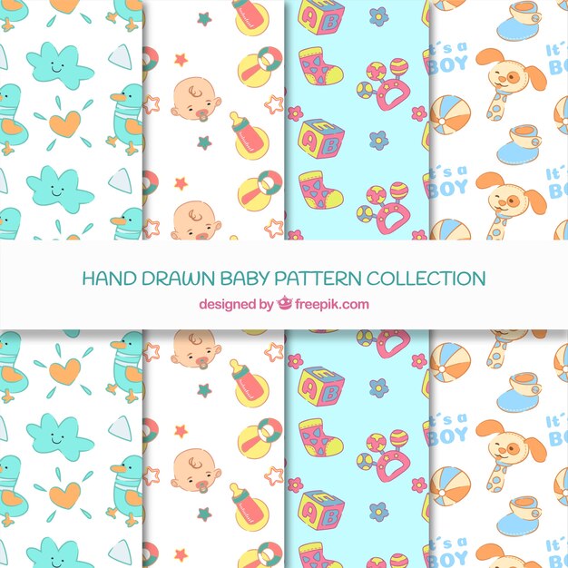 Collezione disegnata di modelli di bambino in mano stile