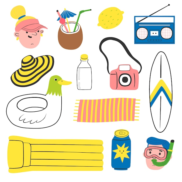 collezione elemento estate disegnata a mano