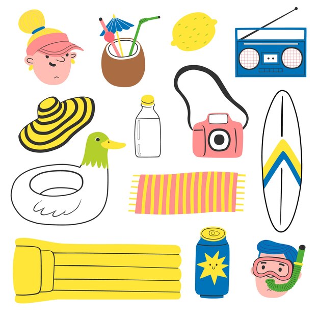 collezione elemento estate disegnata a mano