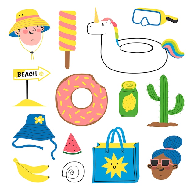collezione elemento estate disegnata a mano