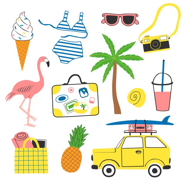 collezione elemento estate disegnata a mano