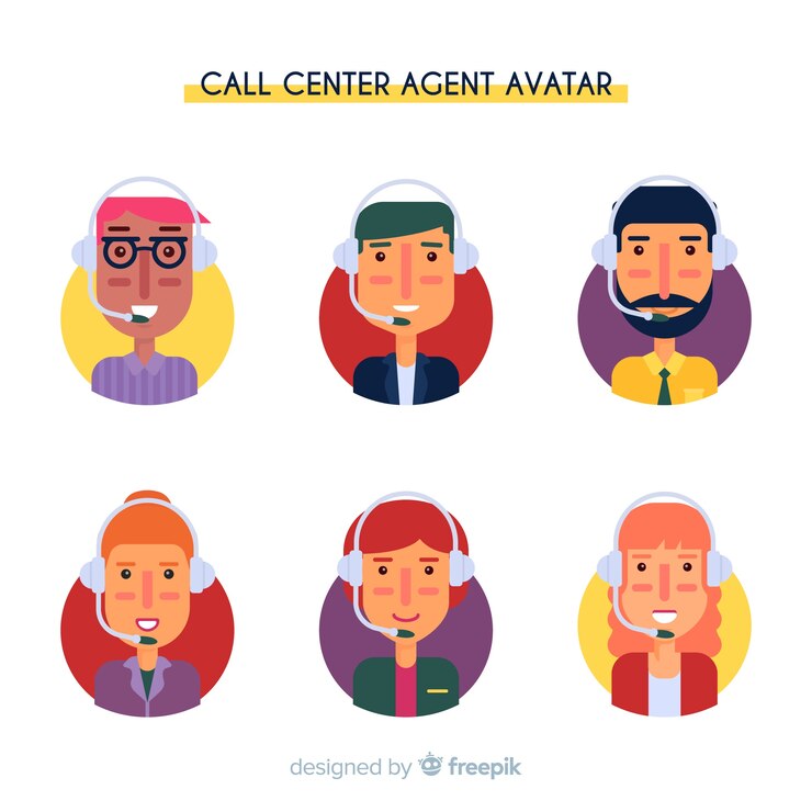 Vettore gratuito collezione flat di avatar di call center