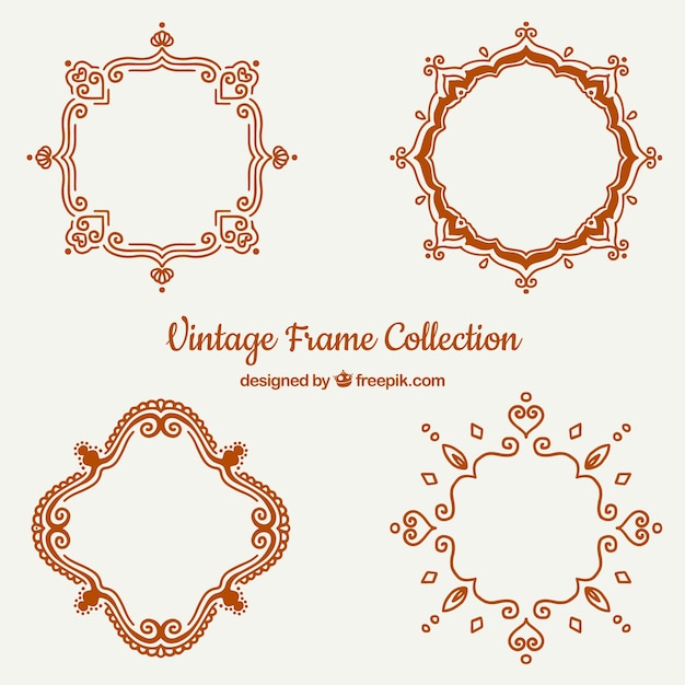 Collezione frame vintage con diversi ornamenti